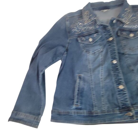 Womens Westport 2X Denim Jacket With Rhinestone Studded Detail Western Cowgirl - Picture 12 of 12
